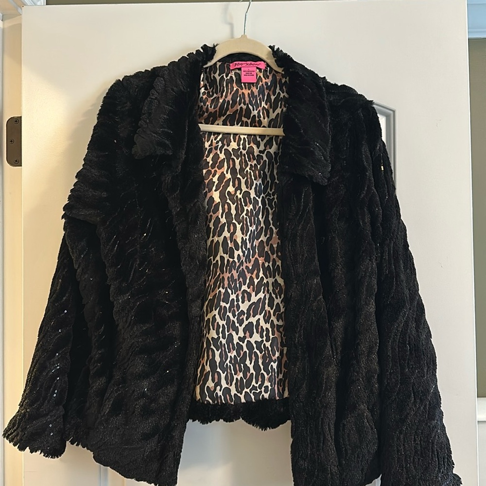 Betsy Johnson fur and sequin jackson